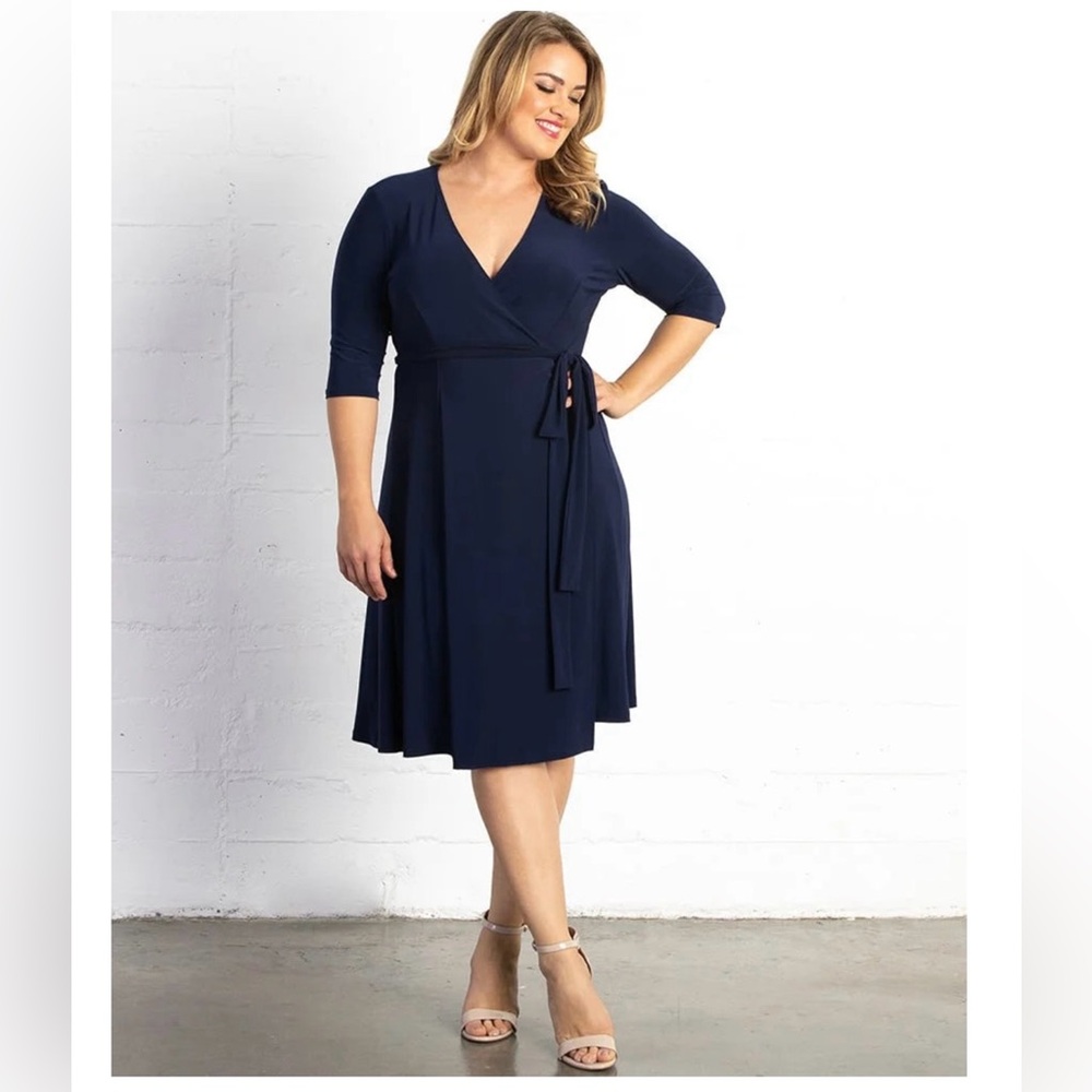 Kiyonna Essential Wrap Dress - Navy
